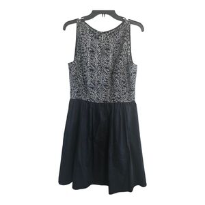 Flores & Flores Eyelet Sleevless Dress Sz 10 Black White Lined Sheath